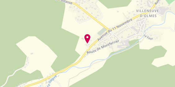 Plan de Olmes Menuiseries, 1 Chemin Nougarède, 09300 Villeneuve-d'Olmes